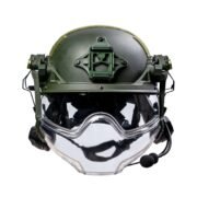 Front of Alpha High cut ballistic helmet with mandible