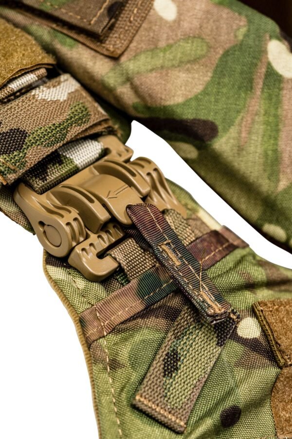 close up of advanced tactical vest buckle