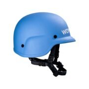side view of blue un women pasgt helmet