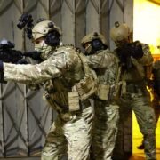 UK police body armour - tactical team with plate carriers